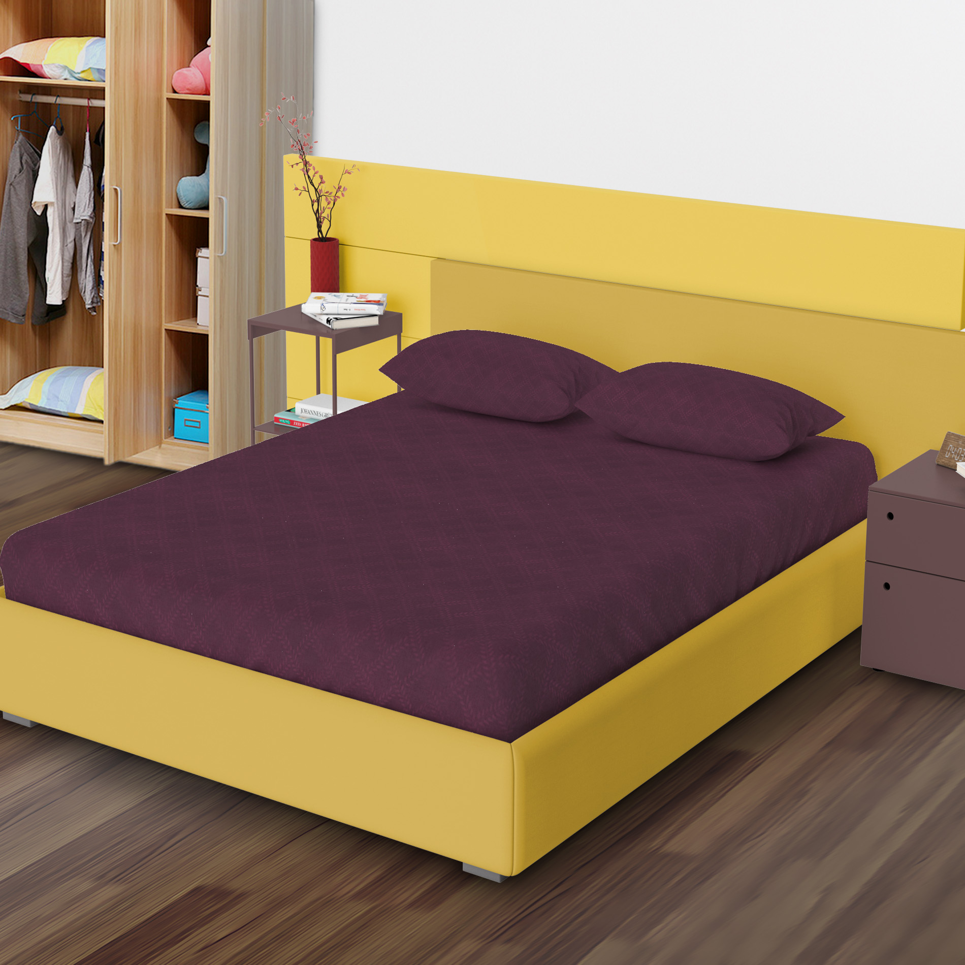 Foto 7 | Juego de Sábanas Matrimonial NubiSuave RELIEVE-MAT color Vino 2800 Hilos 4 Piezas