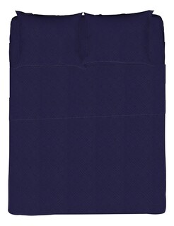 Foto 1 | Juego de Sabanas NubiSuave de Relieve Matrimonial Diseño 2800 Hilos color Azul Marino Microfibra 4 Piezas