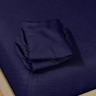 Foto 6 | Juego de Sabanas NubiSuave de Relieve Matrimonial Diseño 2800 Hilos color Azul Marino Microfibra 4 Piezas