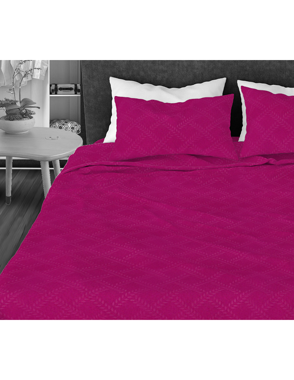 Foto 2 pulgar | Juego de Sabanas NubiSuave de Relieve Matrimonial Diseño 2800 Hilos color Fucsia Microfibra 4 Piezas