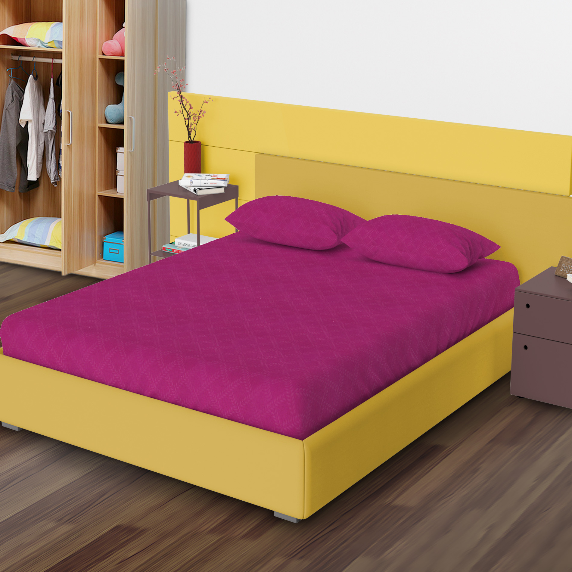 Foto 7 | Juego de Sabanas NubiSuave de Relieve Matrimonial Diseño 2800 Hilos color Fucsia Microfibra 4 Piezas