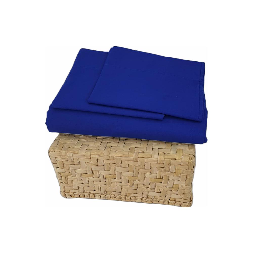 Set De Sabanas Almoda Azul Rey Indivudual (plana, Cajón Y 1 Funda)