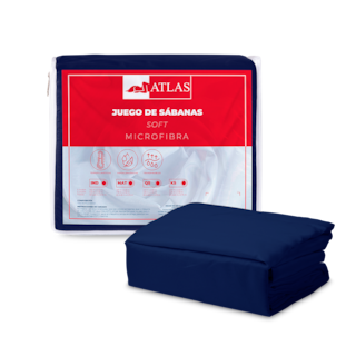 Foto 1 | Juego de Sábanas Queen Size Atlas Basic Azul Marino