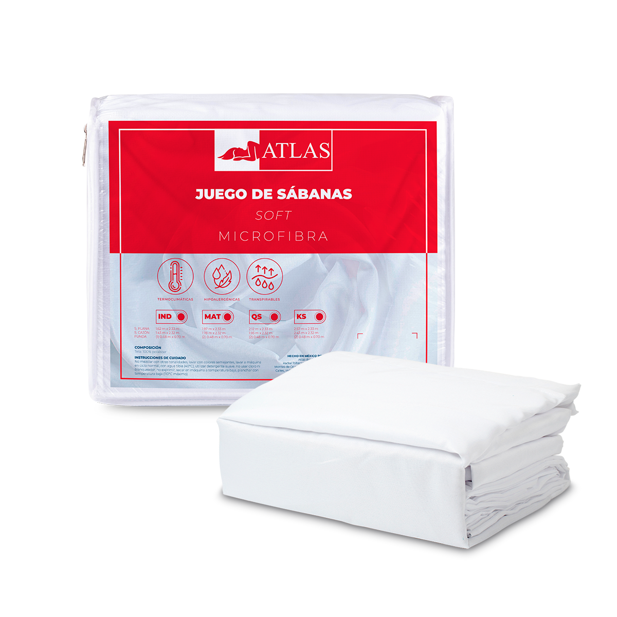 Juego de Sábanas Individual Atlas Basics Line Soft color Blanco $609