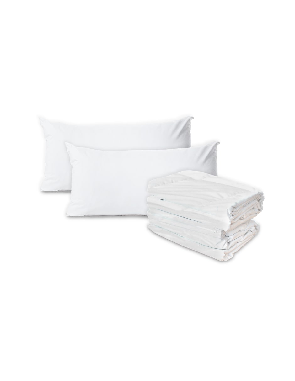 Kit de 2 Almohadas y 1 Cubrecolchón Capitonado Ziva Sleep Products Blancos Confort Individual $1,870