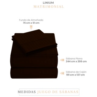 Foto 2 | Juego de Sábanas Linium Marrones a Rayas Matrimonial