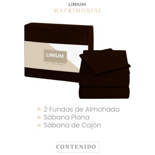 Foto 6 | Juego de Sábanas Linium Marrones a Rayas Matrimonial