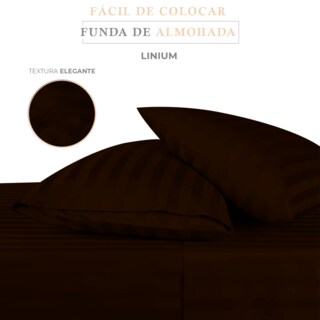 Foto 7 | Juego de Sábanas Linium Marrones a Rayas Matrimonial