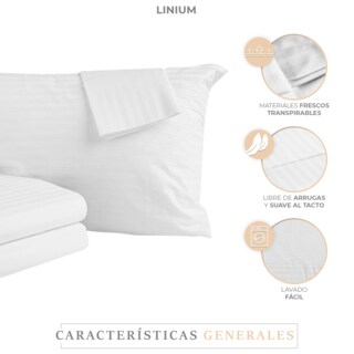 Foto 3 | Juego Set de Sábanas Linium Rayadas Premium Suave Matrimonial Blanco