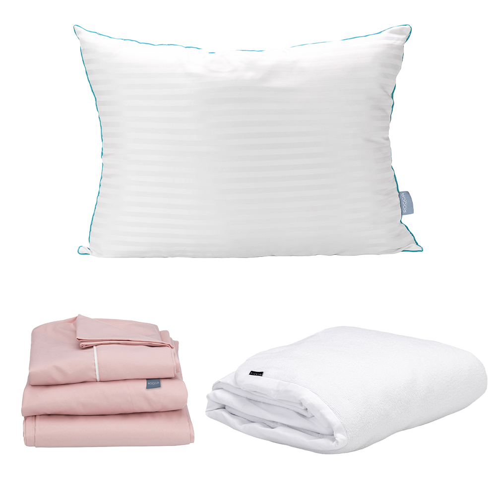 Juego De Sábanas Rogga Royal Individual Color Rosa + Protector Cloud Dicasa + Almohada Royal