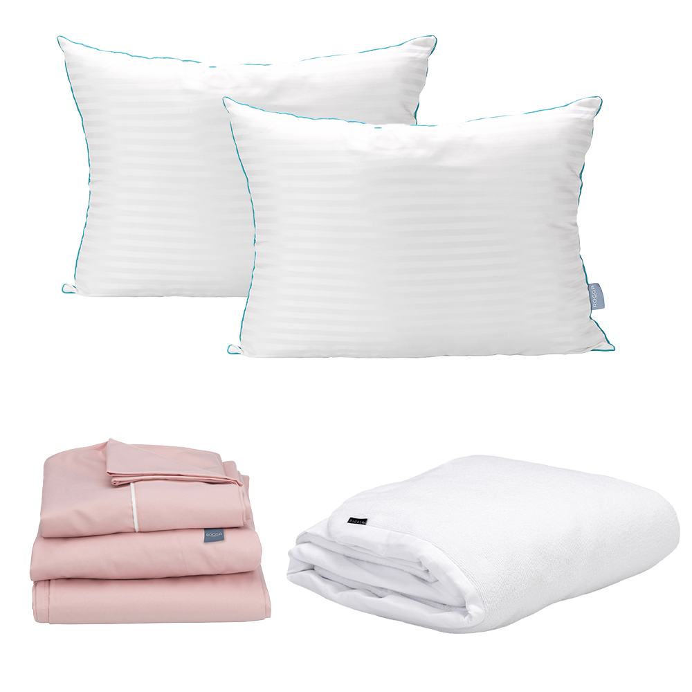 Juego De Sábanas Rogga Royal Matrimonial Color Rosa + Protector Cloud Dicasa + Almohada Royal Twin