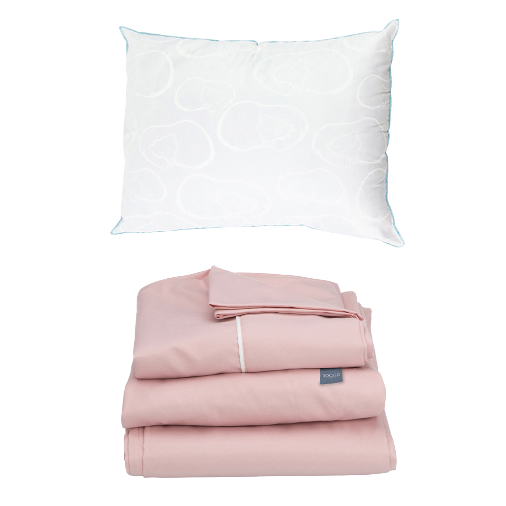 Juego De Sábanas Rogga Royal Individual Color Rosa + Almohada De Osos