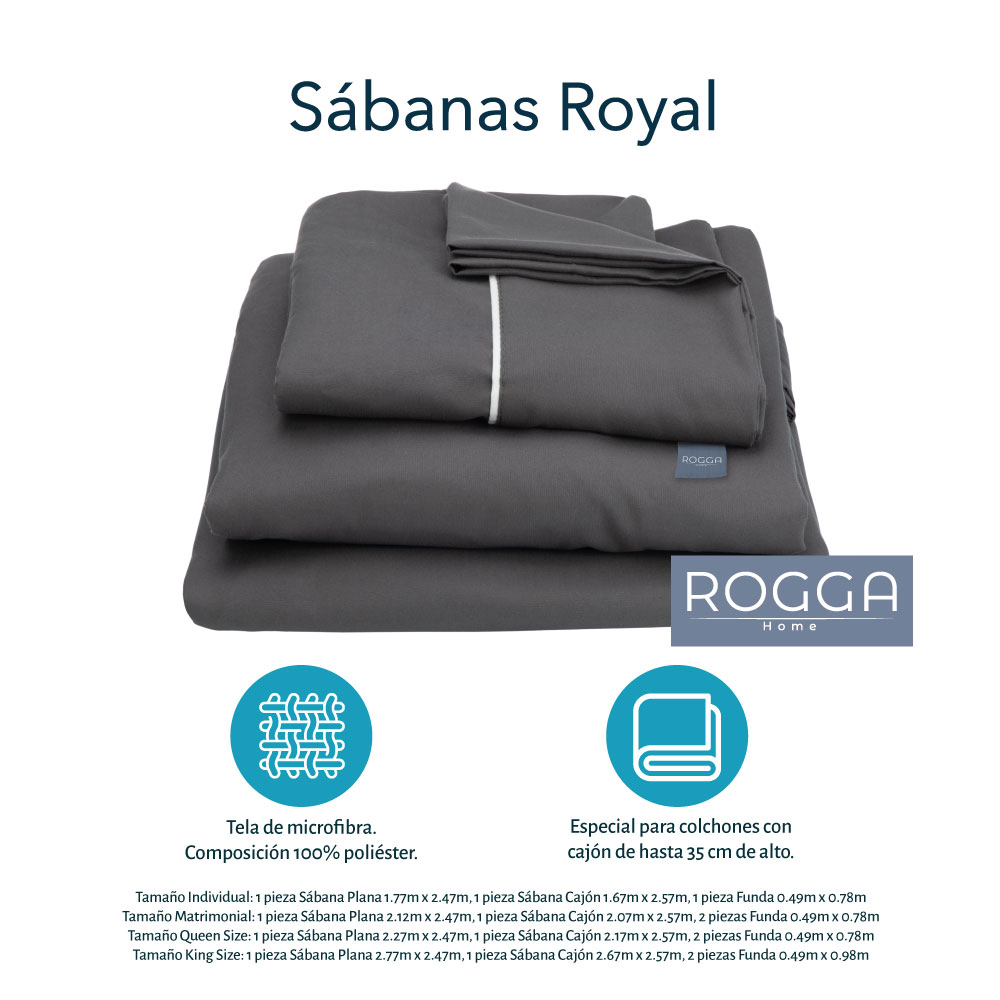 Foto 8 | Juego De Sábanas Rogga Royal Matrimonial Color Gris Oxford