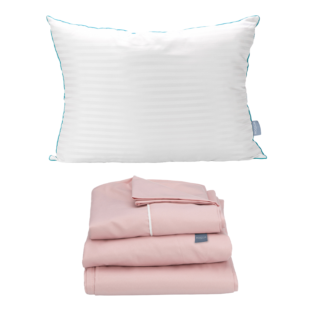 Juego De Sábanas Rogga Royal Individual Color Rosa + Almohada Royal