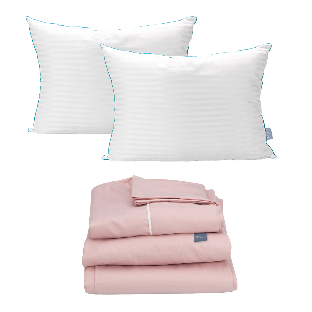 Juego De Sábanas Rogga Royal King Size Rosa + Almohada Royal Twin