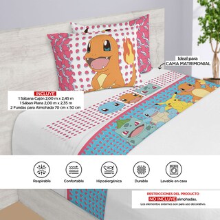 Foto 4 | Juego de Sábanas Matrimoniales Providencia Pokémon