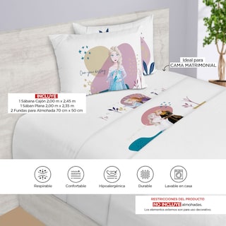 Foto 4 | Juego De Sábanas Matrimoniales Frozen Compañeras
