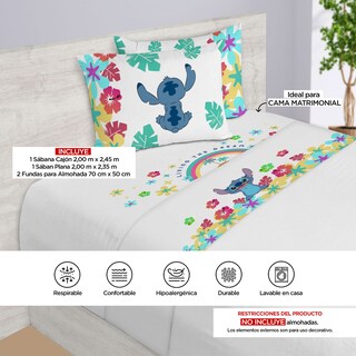 Foto 4 | Juego De Sábanas Matrimoniales Stitch Sueño