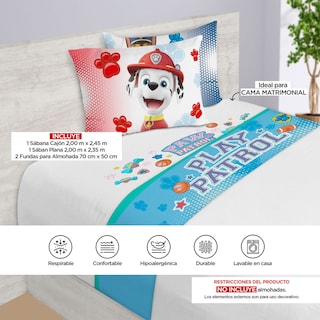 Foto 4 | Juego De Sábanas Matrimoniales Paw Patrol Deportes
