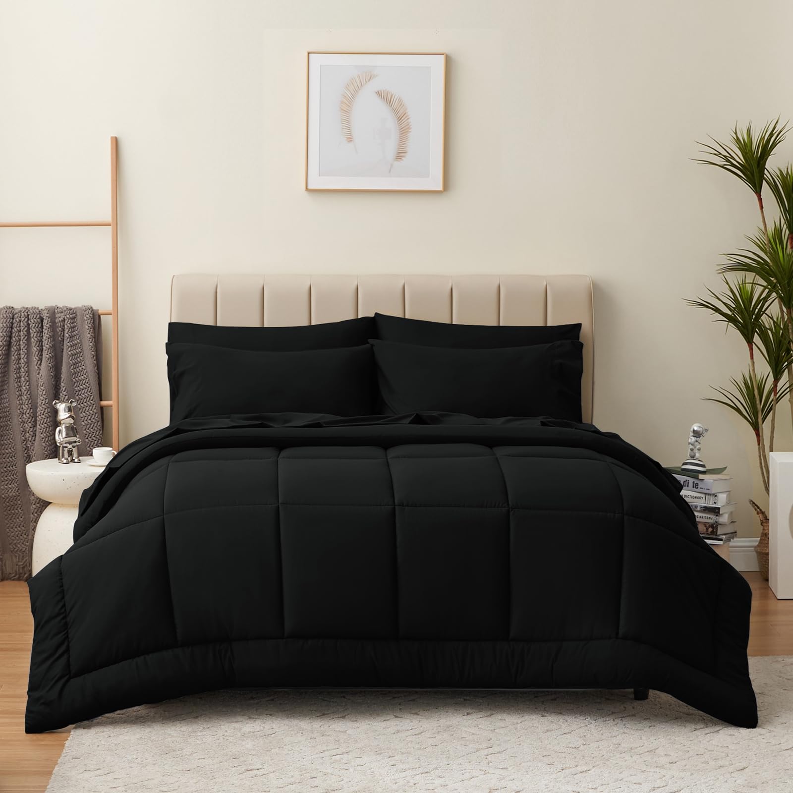 Foto 2 pulgar | Juego De Edredón Cozylux Queen, 7 Piezas, Cama En Bolsa, Color Negro - Venta Internacional.