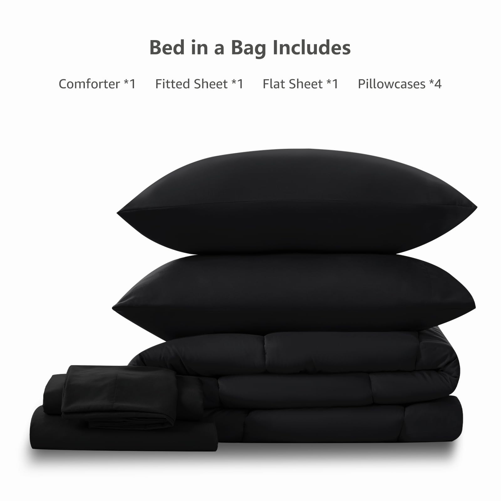 Foto 5 | Juego De Edredón Cozylux Queen, 7 Piezas, Cama En Bolsa, Color Negro - Venta Internacional.