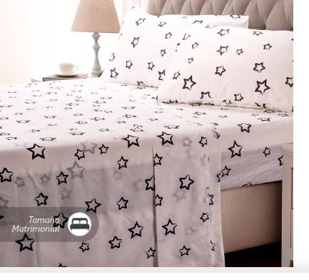 Foto 3 pulgar | Juego De Sabanas Matrimonial Color Blanco Diseño Estrellas