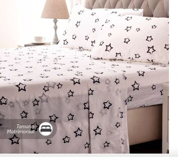 Foto 2 | Juego De Sabanas Matrimonial Color Blanco Diseño Estrellas