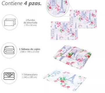 Foto 3 | Juego De Sabanas Matrimonial Diseño París