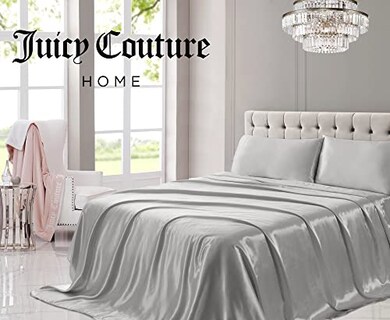Foto 2 | Juego De Sábanas Juicy Couture, Satén De Seda, Tamaño King, Gris - Venta Internacional.