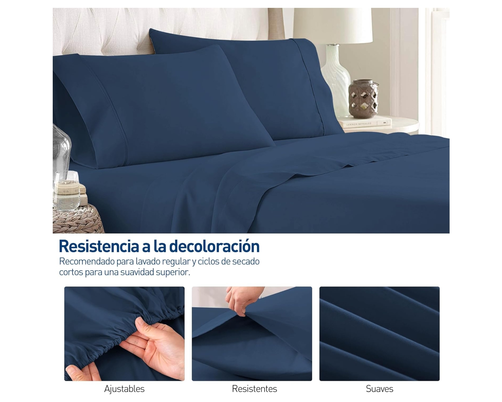 Foto 4 pulgar | Juego de Sábanas King Size Bluelander Azul Oscuro 4 Piezas