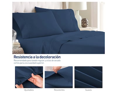 Foto 3 | Juego de Sábanas King Size Bluelander Azul Oscuro 4 Piezas