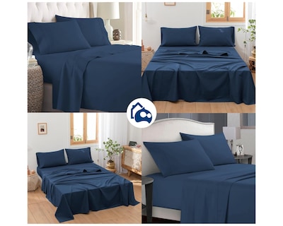 Foto 6 | Juego de Sábanas King Size Bluelander Azul Oscuro 4 Piezas