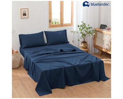 Foto 7 | Juego de Sábanas King Size Bluelander Azul Oscuro 4 Piezas