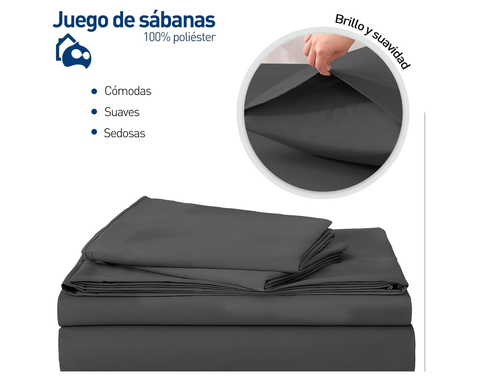 Foto 3 pulgar | Juego de Sábanas King Size Bluelander Negras 4 Piezas