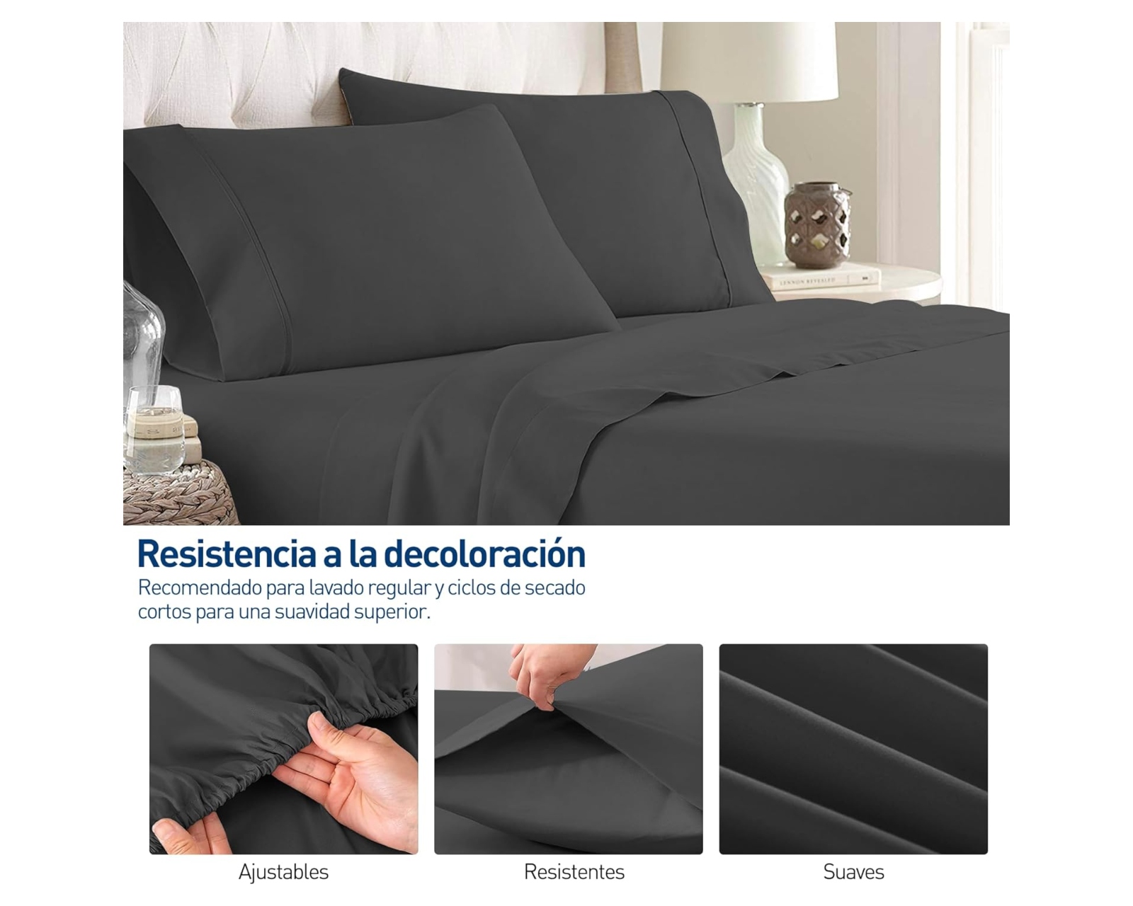 Foto 4 pulgar | Juego de Sábanas King Size Bluelander Negras 4 Piezas