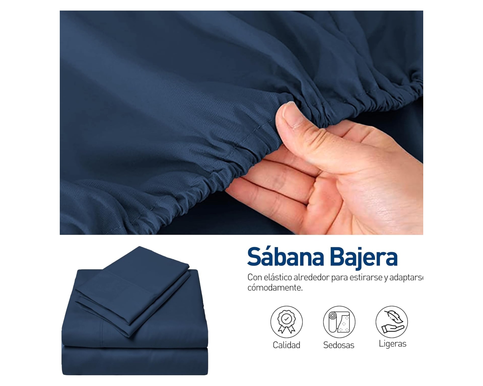 Foto 4 | Juego de Sábanas Queen Size Bluelander Azul Oscuro 4 Piezas