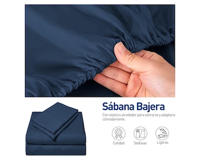 Foto 4 | Juego de Sábanas Queen Size Bluelander Azul Oscuro 4 Piezas