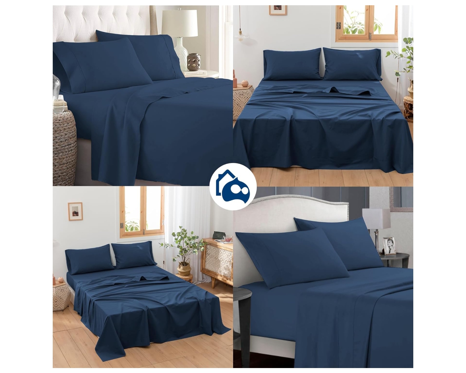 Foto 6 | Juego de Sábanas Queen Size Bluelander Azul Oscuro 4 Piezas