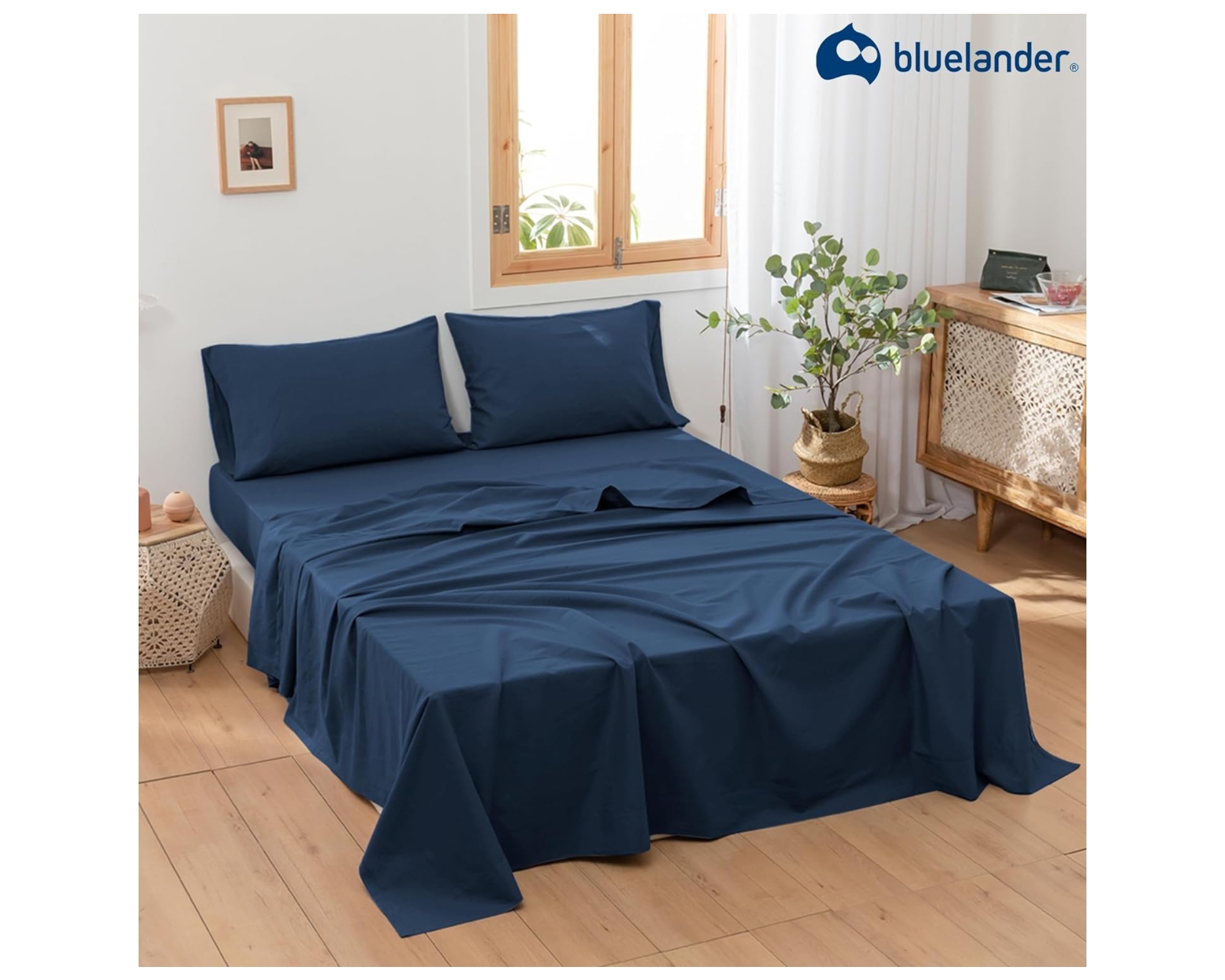 Foto 8 pulgar | Juego de Sábanas Queen Size Bluelander Azul Oscuro 4 Piezas