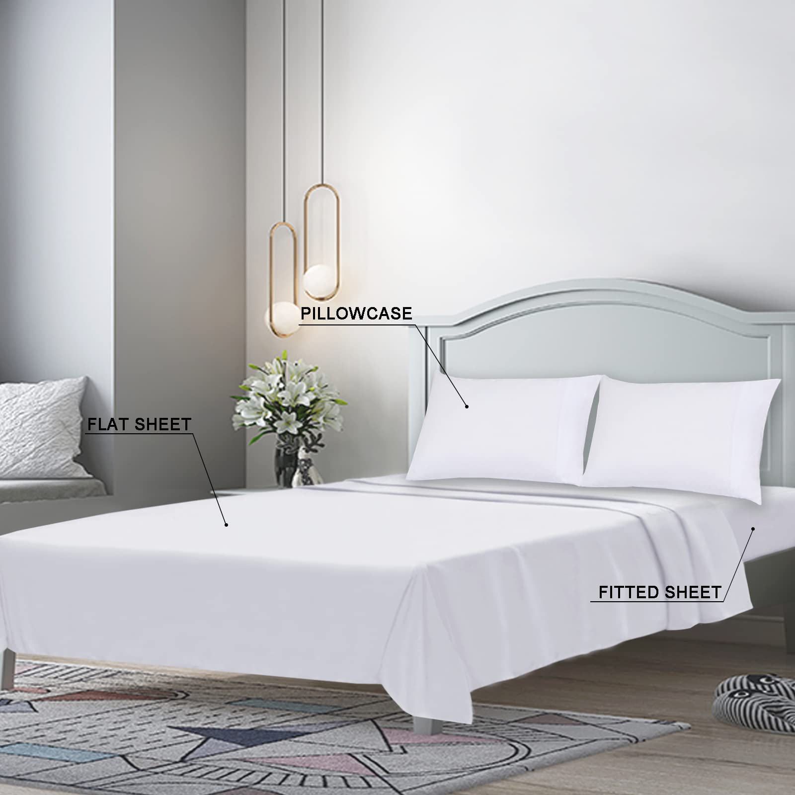 Foto 6 | Juego De Sábanas Mejoroom Hotel Luxury 1800, Tamaño Completo, Color Blanco - Venta Internacional.