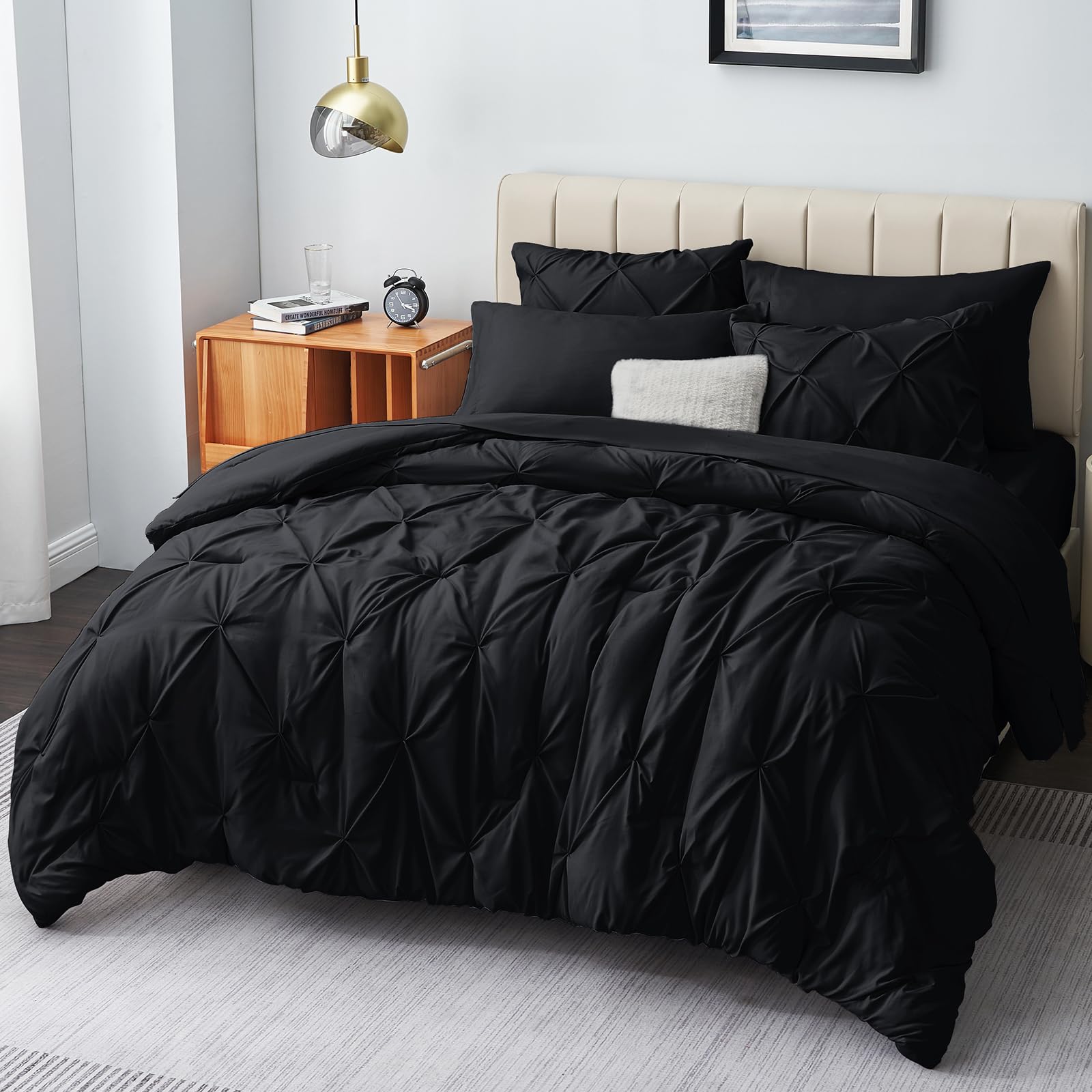 Juego de Edredón Cozylux Tamaño Queen Negro 7 Piezas - Venta Internacional