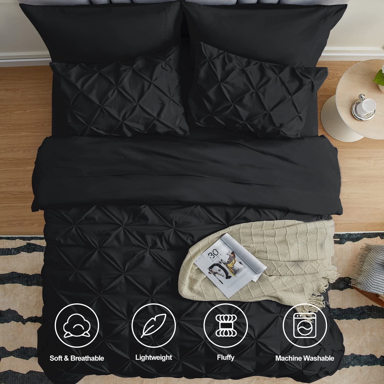 Foto 4 pulgar | Juego de Edredón Cozylux Tamaño Queen Negro 7 Piezas - Venta Internacional