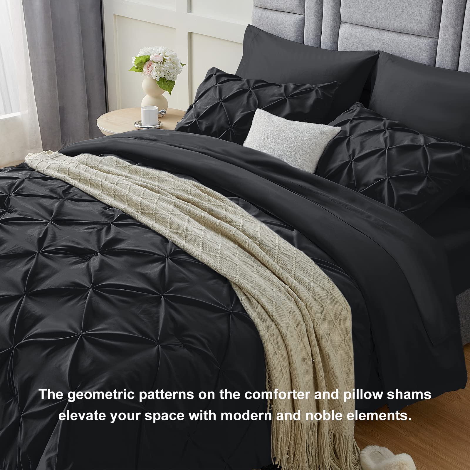 Foto 5 pulgar | Juego de Edredón Cozylux Tamaño Queen Negro 7 Piezas - Venta Internacional