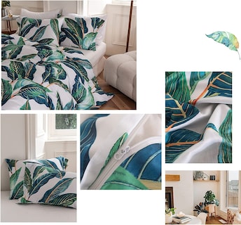 Foto 7 | Funda Nórdica Lifetb Tropical Green Leaf Queen de Algodón - Venta Internacional