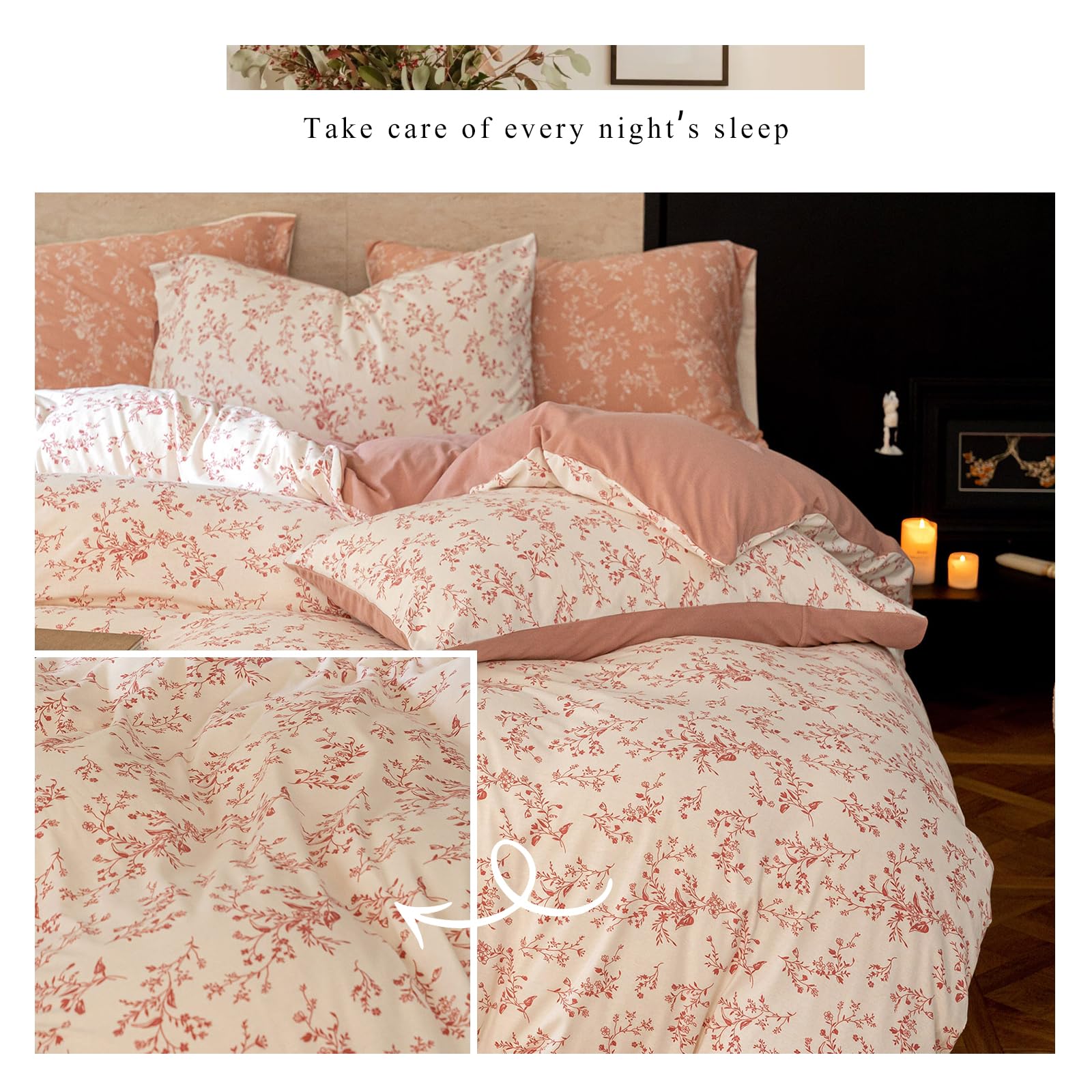 Foto 4 | Funda de Edredón Highbuy Tejido de Punto Talla King Floral Botánico - Venta Internacional