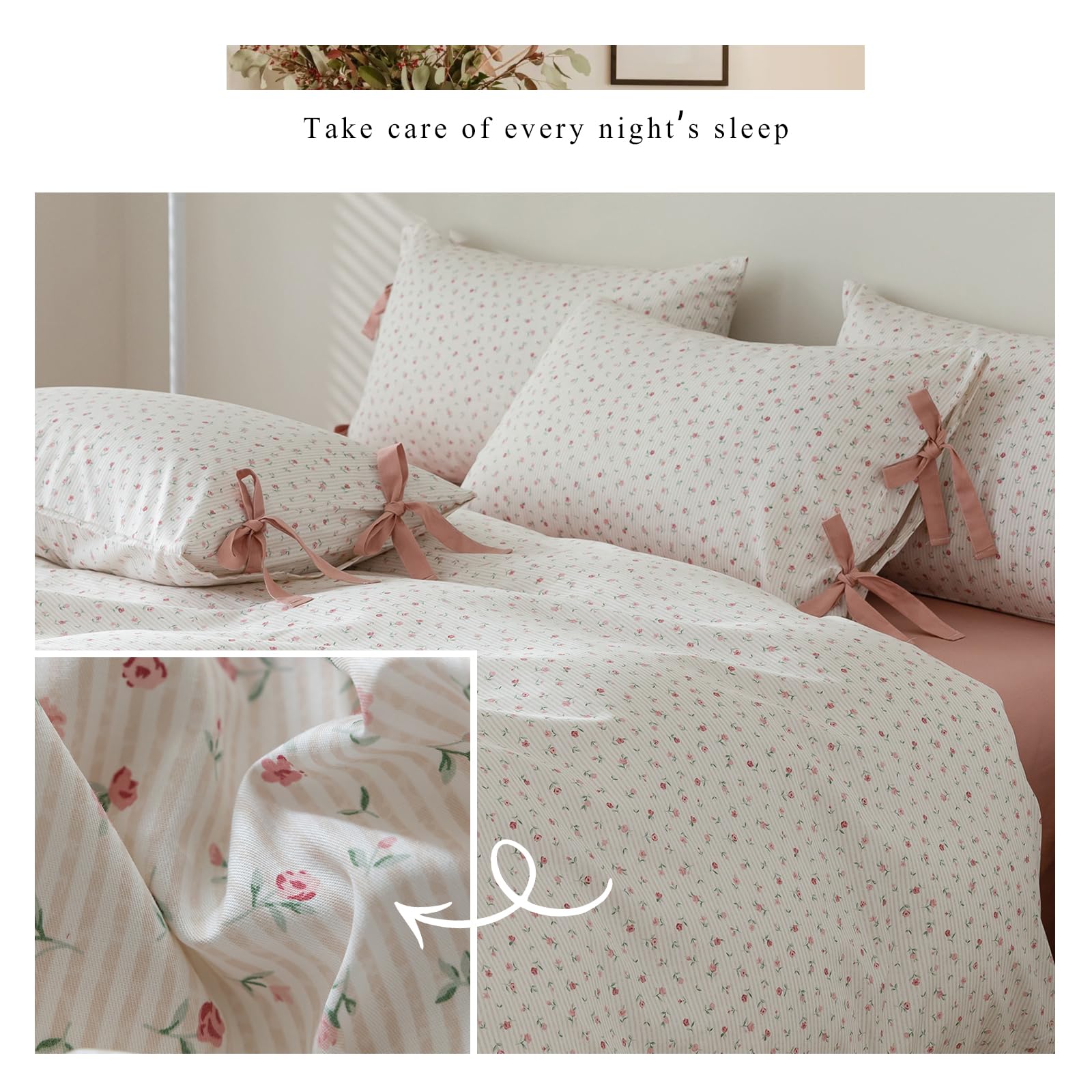 Foto 4 | Funda de Edredón Highbuy con Estampado de Flores Botánicas Doble Y 2 Fundas De Almohada - Venta Internacional