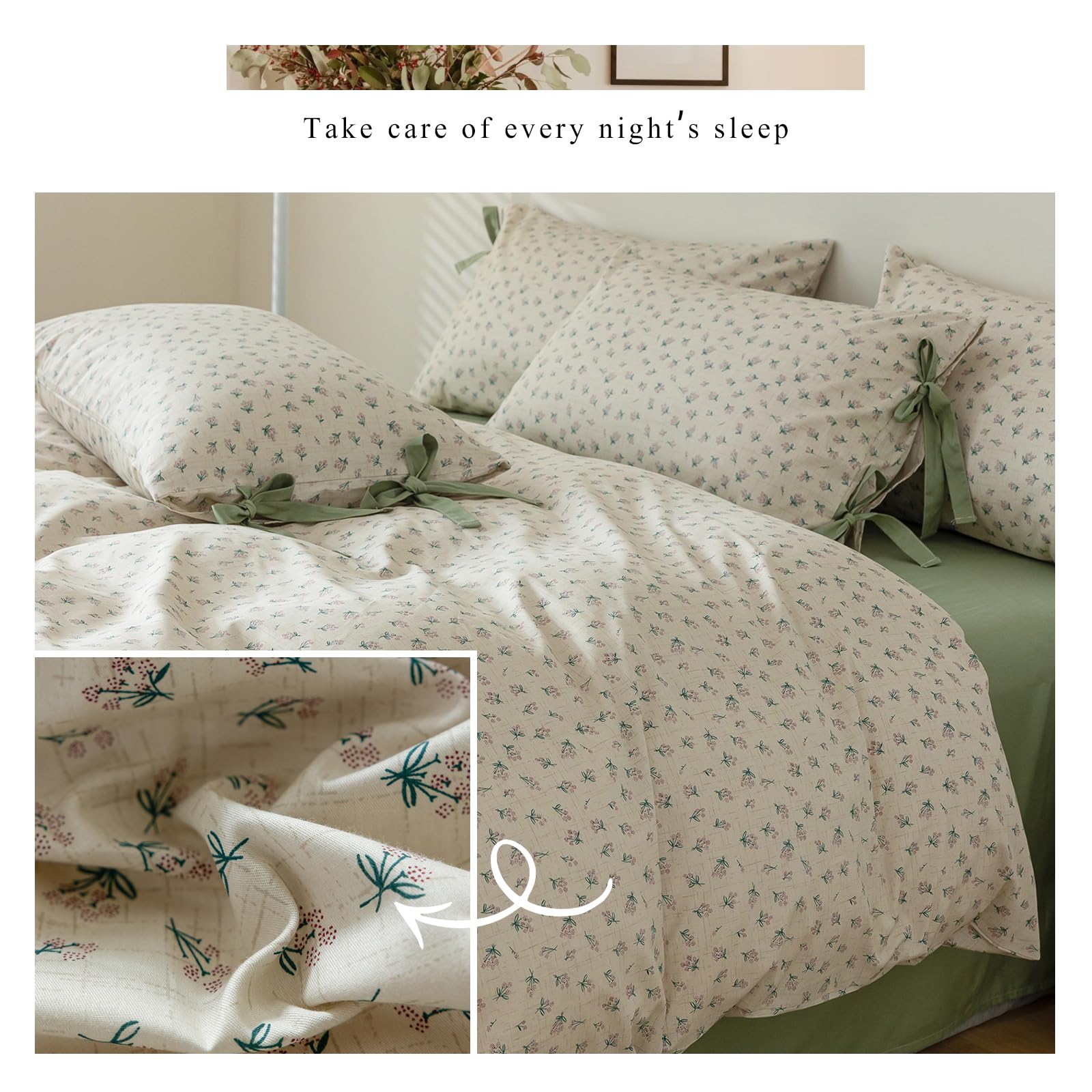 Foto 5 pulgar | Funda Nórdica Highbuy Floral Twin de Algodón con 2 Fundas de Almohada - Venta Internacional