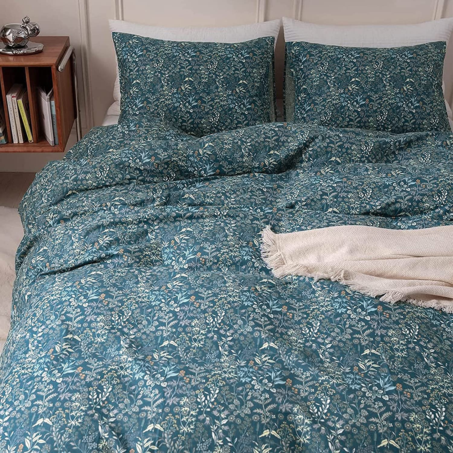 Foto 2 | Juego de Funda Nórdica Vintage con Estampado Floral Rosa y Gris para Cama Queen - Venta Internacional