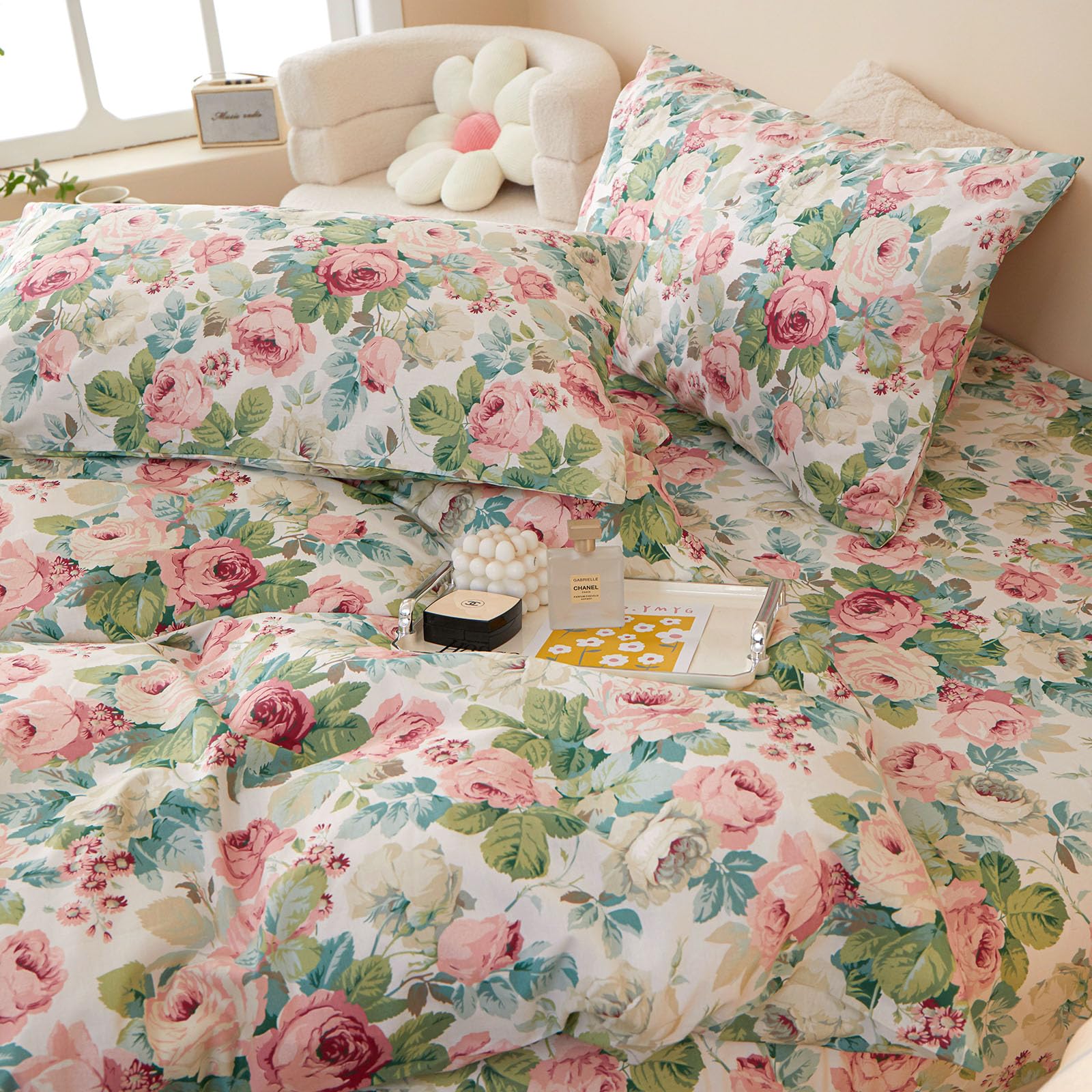 Foto 6 | Juego de Funda de Edredón Vintage con Flores para Jardín Tamaño King - Venta Internacional
