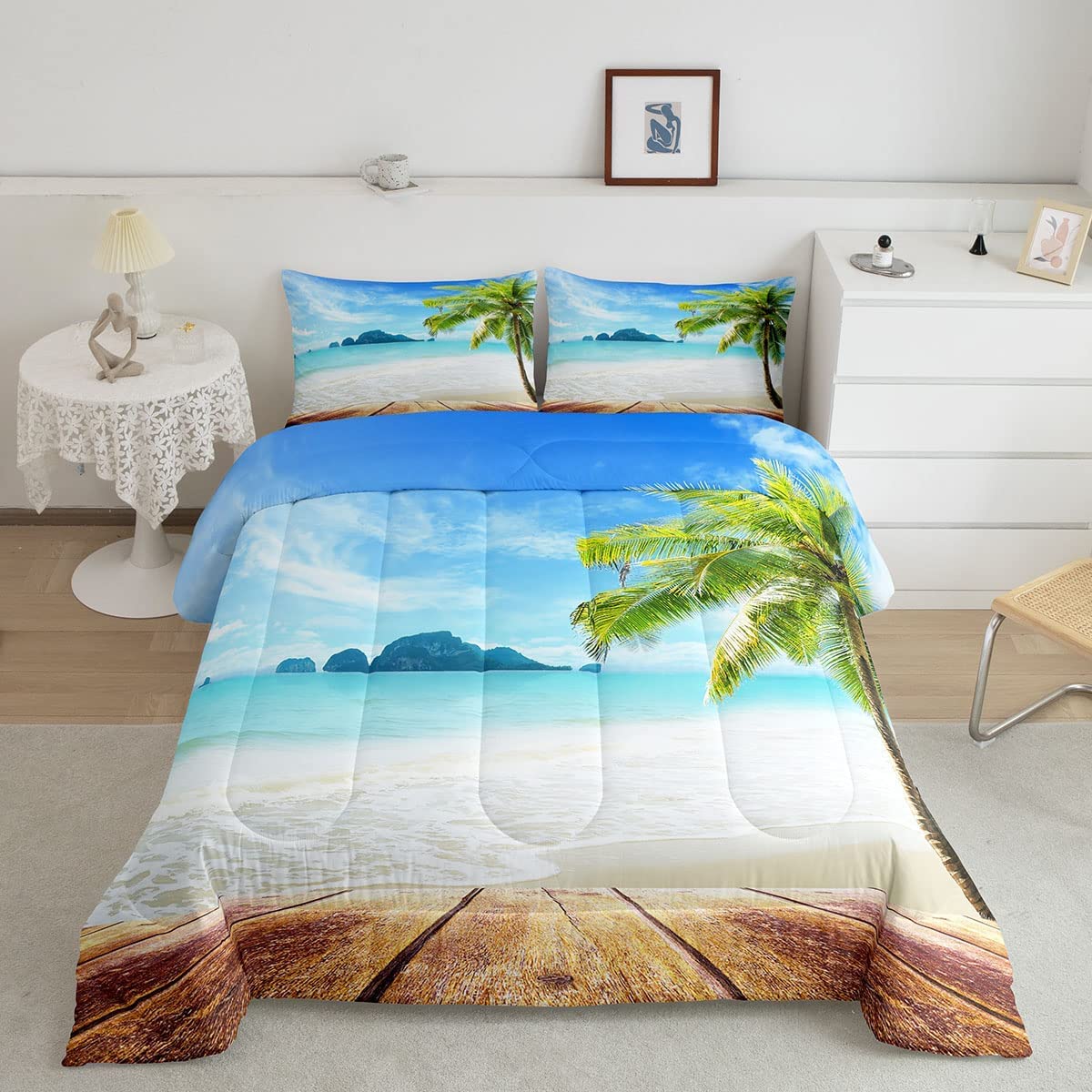 Juego de Edredón Erosebridal Beach King Size con 2 Fundas de Almohada - Venta Internacional